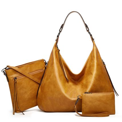 Women Shoulder Bags Tote Satchel Hobo 3pcs Purse Set Yellow