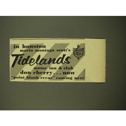 1961 Tidelands Motor Inn & Club Ad - In houston Don Cherry
