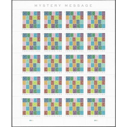 Mystery Message Sheet of 20 Current Rate Postage Stamps Scott 5614