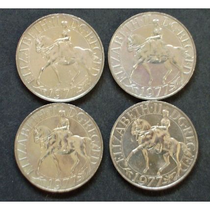 UK 1977 Silver Jubilee Crown Coins x four
