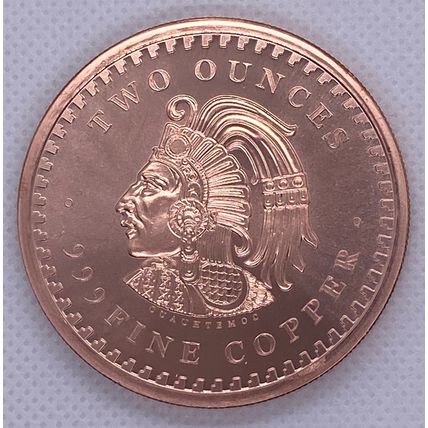 2 Oz Copper Collectible Aztec Mayan Calendar Beautiful Coin