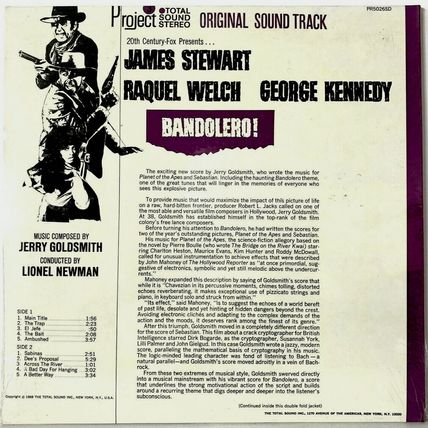 BANDOLERO! original 1968 Jerry Goldsmith gatefold soundtrack record album