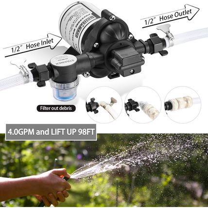 WASSERMANN RV Pump, 12V Self-Priming RV Water Pressure Pump 4.0GPM 45PSI with Pr