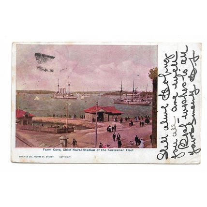 Postcard Australia NSW Sydney Farm Cove naval station Australian Fleet 1904