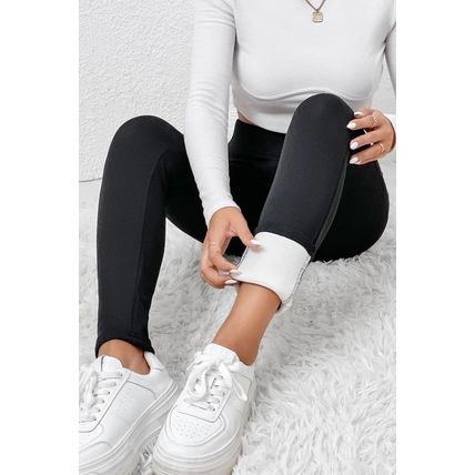 Black Fleece Lining Winter High Waist Leggings
