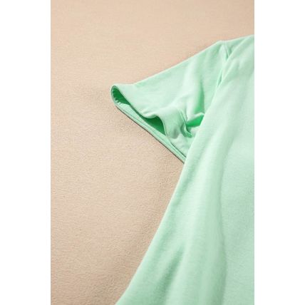 Iceland Blue Round Neck Rolled Sleeve Plus Size T-shirt