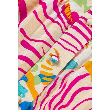 Orange Abstract Printed High Low Oversized Shirt