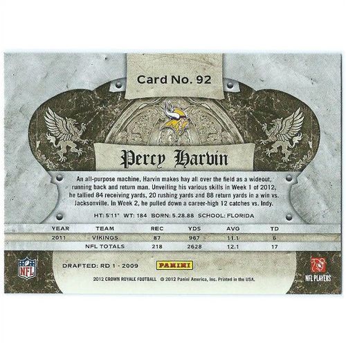 2012 Panini Crown Royale - #92 - Percy Harvin