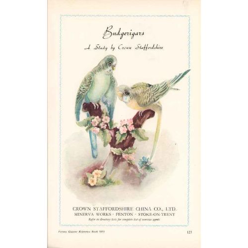 crown staffordshire china company 1952 budgerigars pottery vintage ad