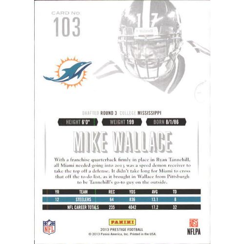 2013 Panini Prestige Football Mike Wallace