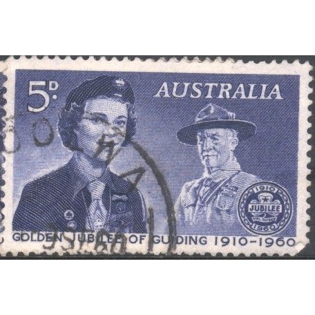 Australia 1960 - SG334 - 5d blue - Girl Guide and Lord Baden-Powell - used