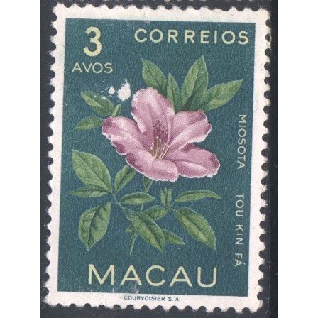 Macau 1953 - SG459 - 3a purple/green/yellow - Myosotis - MH