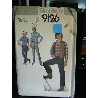 Vintage Simplicity Teen Boy's Shirt, Pants & Reversible Vest Pattern - Size 18
