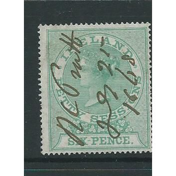 Ireland stamps revenue perf 14.5 6d green used petty sessions