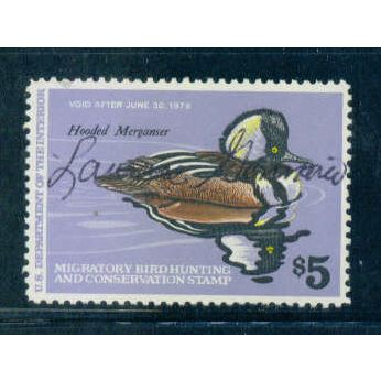 Used RW45 $5 Hooded Merganser Drake Very Fine C1064