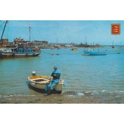 Fisherman Man Sitting on Boat Point Clear St Osyth Essex Postcard