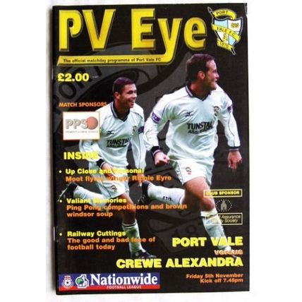 1999 programme Port Vale v. Crewe Alexandra