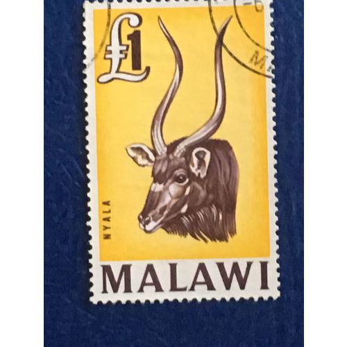 Malawi QEII 1964 £1 Deep Reddish purple & yellow Nyala Used SG 227 Sc 17 stamp