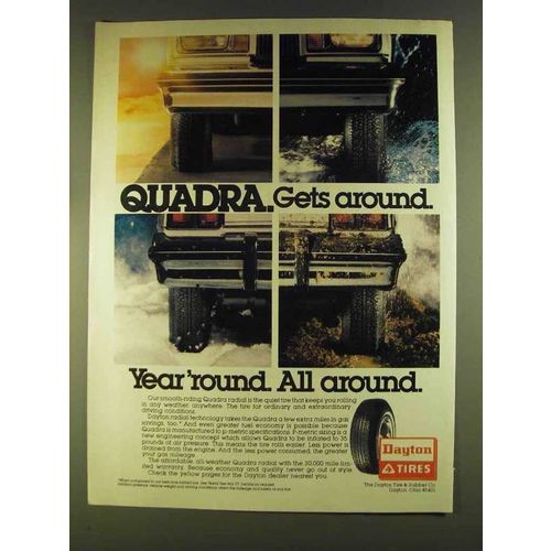 1980 Dayton Quadra Radial Tire Ad - Gets Around
