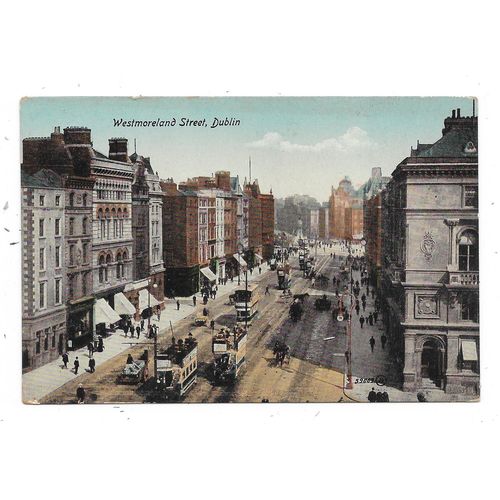 NICELY ANIMATED PRINTED POSTCARD OF WESTMORELAND STREET DUBLIN (3008)