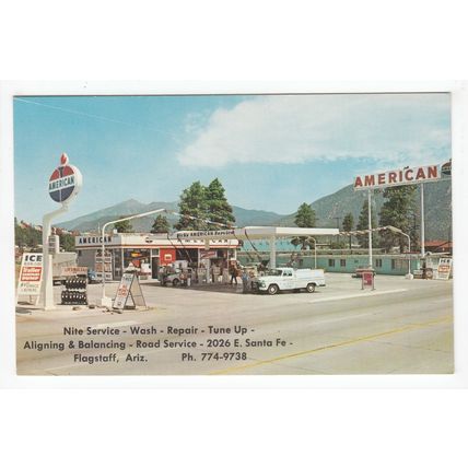 Gas Petrol Station Road Service Flagstaff Arizona Postcard