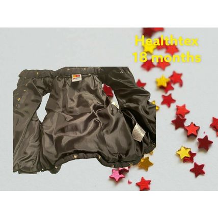 HEALTHTEX BABY PUFF VEST ZIPPERED BLACK WITH GOLD STARS 18 MONTHS