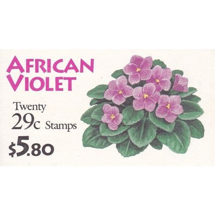 African Violet Flowers Booklet of 20 X 29¢ Stamps * Stuart Katz