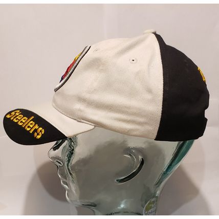 VINTAGE NFL STEELERS FOOTBALL TEAM BLK/WHT ADULT HAT CAP EMBROIDERED TWO TONED