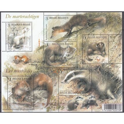 Belgique 2008 COB Bloc Feuillet 161 Neuf ** Cote (2016) 11.00 Euro Mustélides