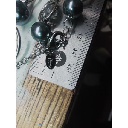 LIA SOPHIA SILVER TONE GREY FAUX PEARL NECKLACE and one more