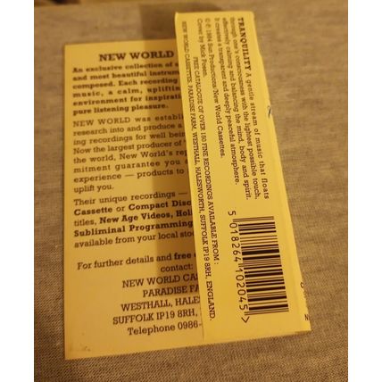 David Sun, Tranquility Cassette Tape album Newage Ambient, New World (Sun, 1984)
