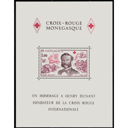 Monaco 1137 MNH souvenir sheet Red Cross, Dunant & Battle Scene ZAYIX 1117SB03M