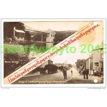 MENAI BRIDGE, VILLAGE OF LLANFAIR...., WALES, 1922, Postcard