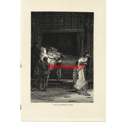 Death Of Valentine De Milan, History Of France, Book Illustration (Print), 1881