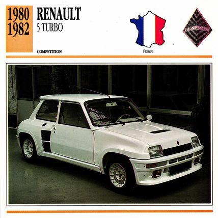 Collectors Club card. Classic Cars. Renault 5 Turbo