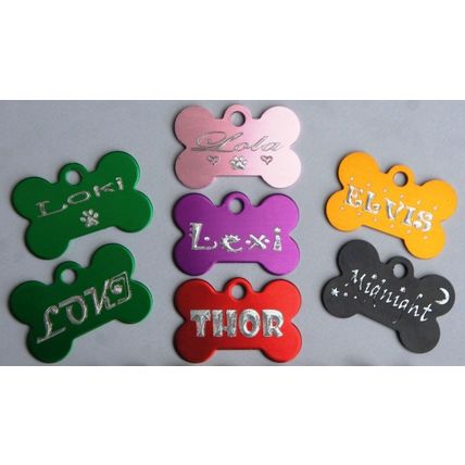 FUNKY ENGRAVED DESIGNER DOG TAGS 30MM IDEAL FOR SMALL/TOY BREEDS & PUPPIES