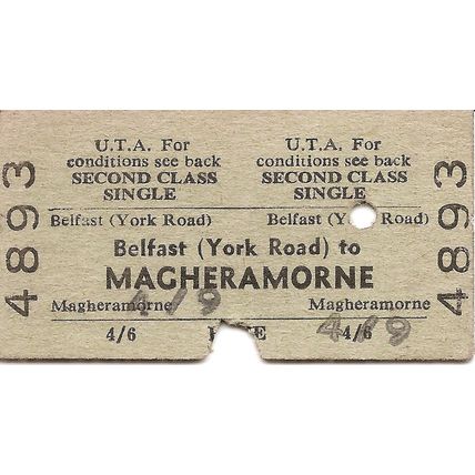 U.T.A. Edmondson Ticket - Belfast York Road to Magheramorne