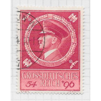GERMANY 1944 HITLER ADOLF 55th BIRTHDAY USED Mi 887 54Pf 96Pf