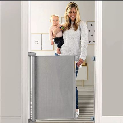 Momcozy 33" X 55". Retractable Gray-Baby Safety Gates, Dog Gate, Pet Gate,