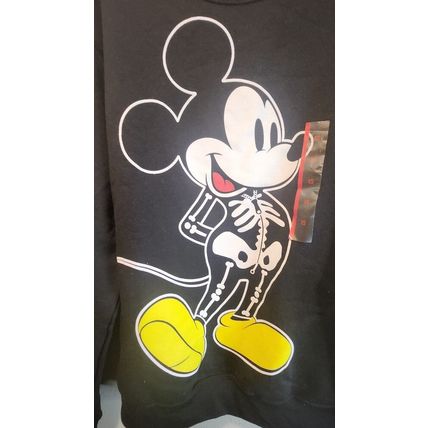 Disney Mickey Mouse Skeleton Halloween Black Crewneck Sweatshirt Women's XS