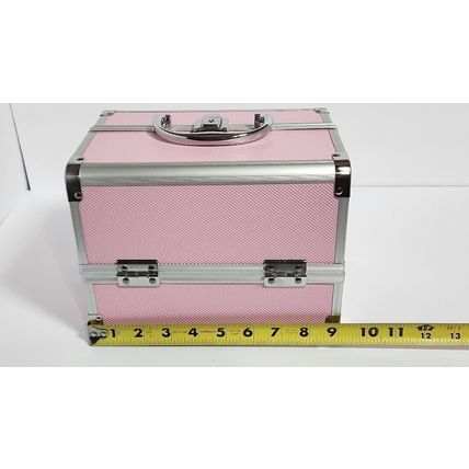 Aluminum Makeup Train Case Jewelry Box Cosmetic Pink 9“x6.75”x6.75”