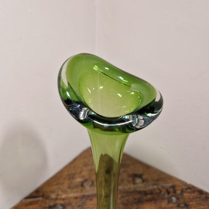 Mid Century Green Swedish Aseda Glasbruk Glass Vase