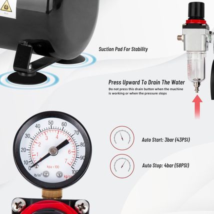 Timbertech Airbrush Compressor, High-Performance Single-Piston Oil-Free Mini Com