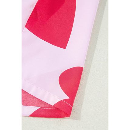 Pink Classic Heart Valentines Short Sleeve Pants Pajamas Set