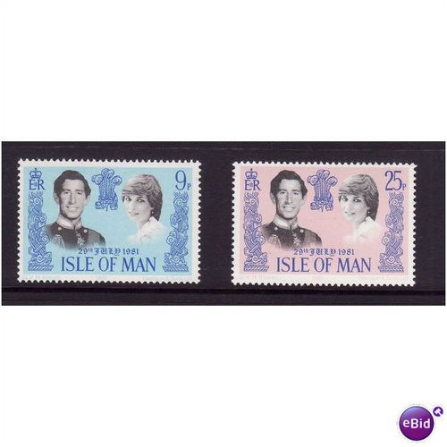 ISLE OF MAN 1981 ROYAL WEDDING SG 202/203 SET 2 VALS U/M MINT