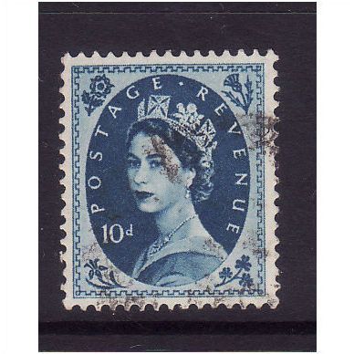 GREAT BRITAIN 1955 SG552 QEII ED CROWNS 10d PRUSSIAN BLUE FINE USED #2