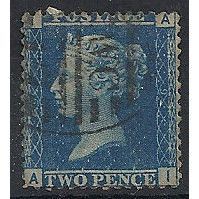 1858 SG45 2d Blue Plate 9 Fine Used Check Letters "AI".