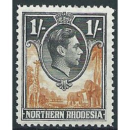 Northern Rhodesia 1938 SG40 1/- Yellow-Brown & Black Mounted Mint ..