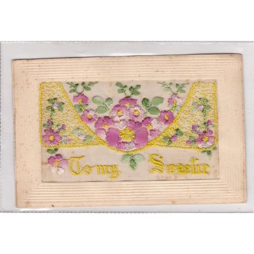 Silk Postcard Showing Flowers To My Sweetie (SIL449)