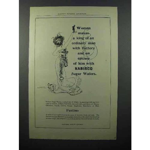 1903 Nabisco Sugar Wafers Ad - Woman Makes a King